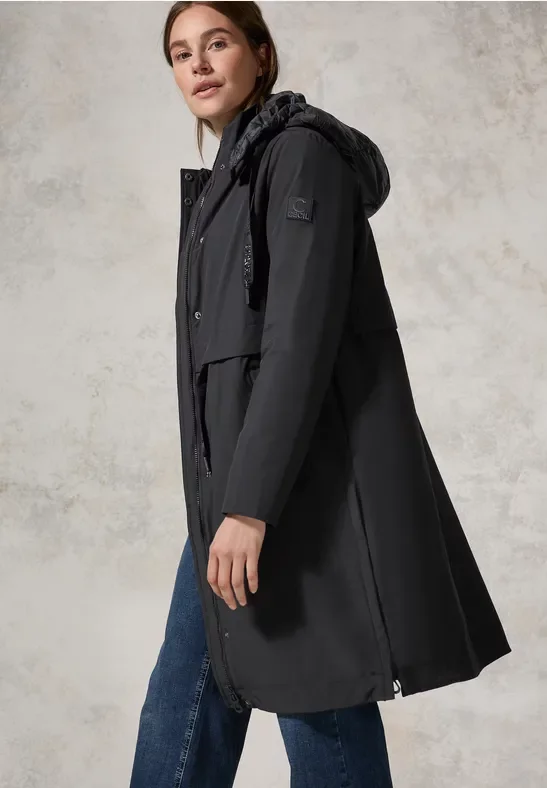 Thumbnail - Cecil Damen 2-in-1 Trenchcoat in Schwarz, Gr: XS