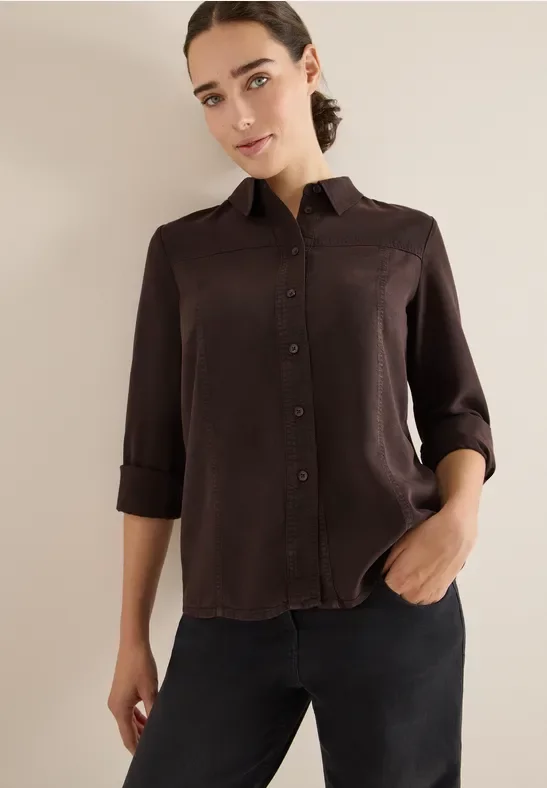 Cecil Damen Colored Lyocell Hemdbluse in Braun, Gr: L