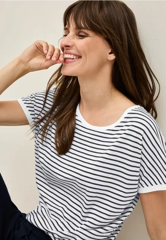 Thumbnail - Cecil Damen Gestreiftes Shirt in Blau, Gr: XL