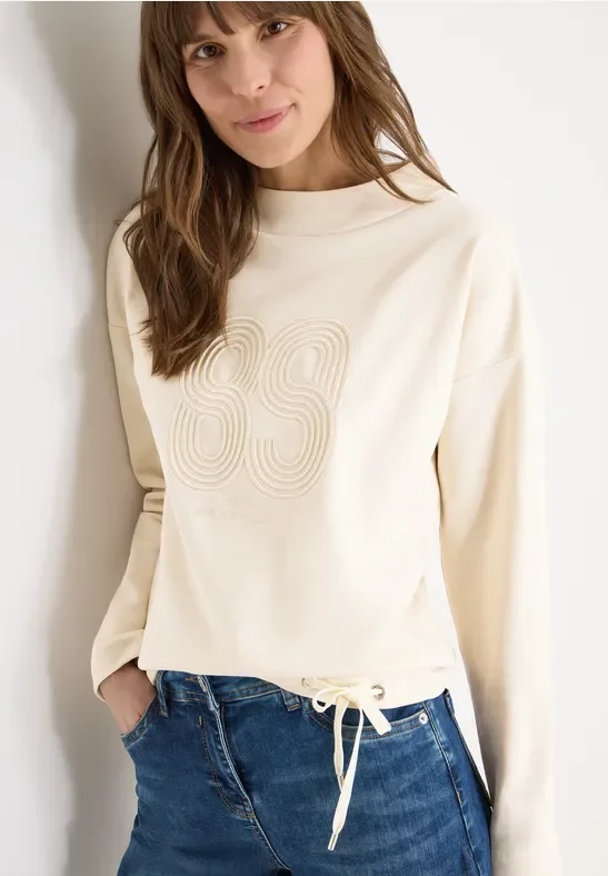 Cecil Damen Shirt mit Stickerei in Beige, Gr: XXL