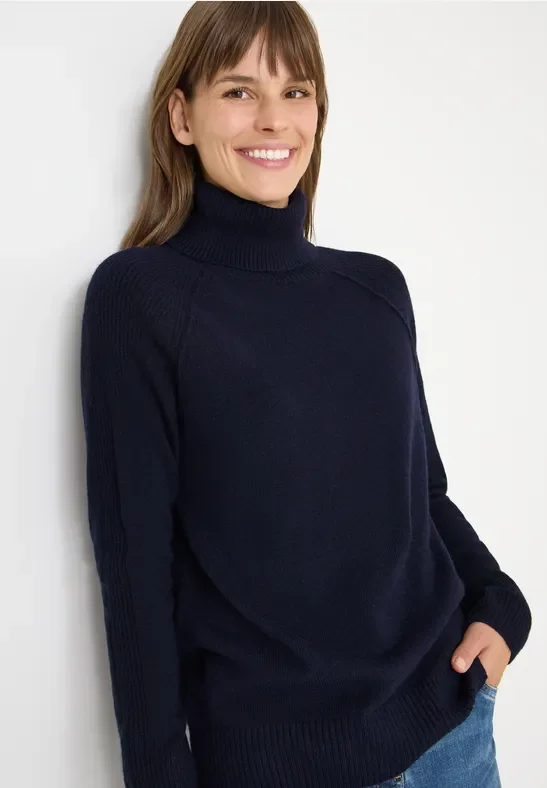 Thumbnail - Cecil Damen Strukturmix Pullover in Blau, Gr: S