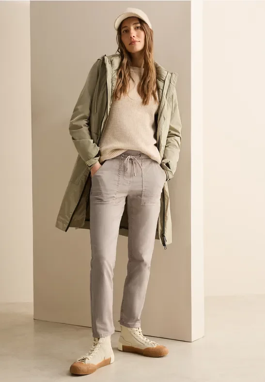 Cecil Damen Hose im Washed Look in Beige, Gr: XS