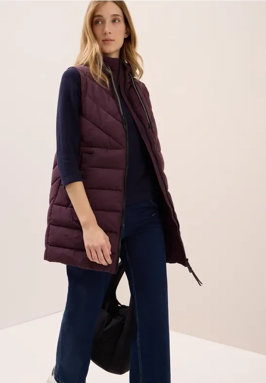 Cecil Damen Lange Steppweste in Rot, Gr: L