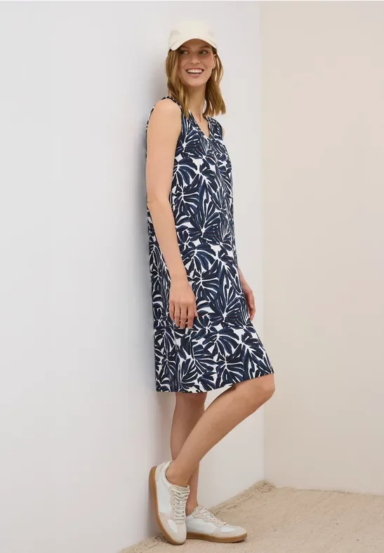 Thumbnail - Cecil Damen Gemustertes Jersey-Kleid in Blau, Gr: XXL