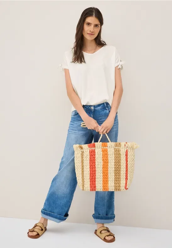 Cecil Damen Blusenshirt mit Knoten in Weiß, Gr: M