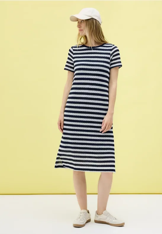 Thumbnail - Cecil Damen Gestreiftes Ajour-Kleid in Blau, Gr: M