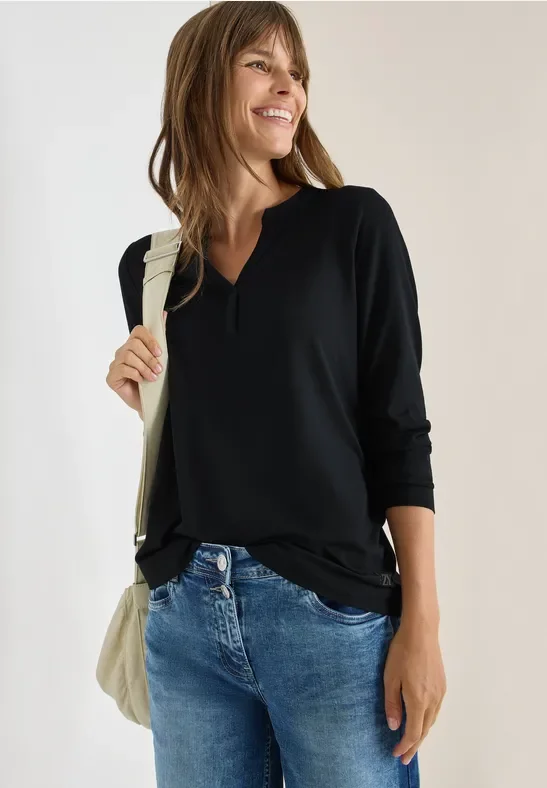 Cecil Damen Shirt im Tunika-Look in Schwarz, Gr: M
