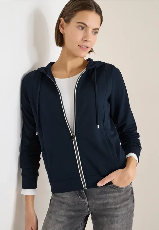 Cecil Damen Gallonstreifen Sweatjacke in Blau, Gr: S