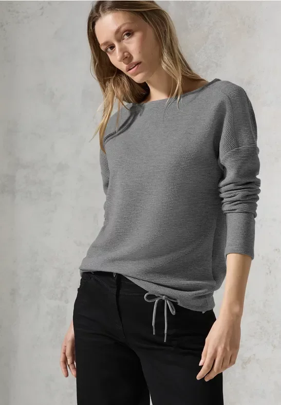 Cecil Damen Glitzerndes Ottoman Shirt in Grau, Gr: S