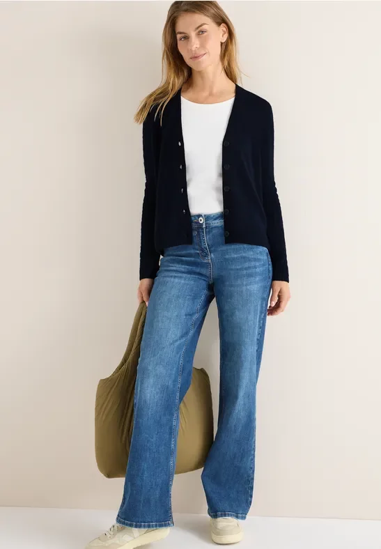 Cecil Damen Cardingan mit Strickdetails in Blau, Gr: XXL