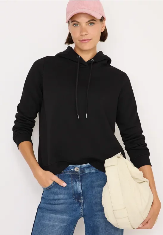 Cecil Damen Kapuzensweatshirt in Schwarz, Gr: L