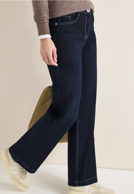 Cecil Damen Wide Leg Jeans in Blau, Gr: 33
