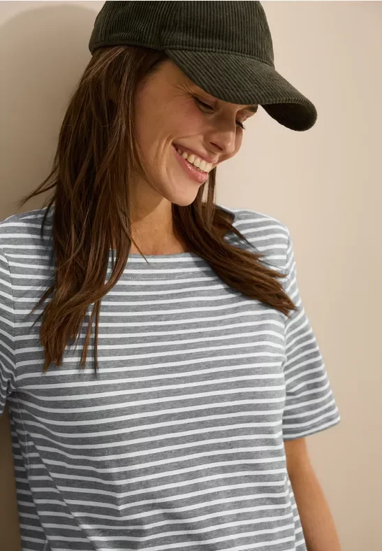 Thumbnail - Cecil Damen Basic Kurzarmshirt in Grün, Gr: XXL