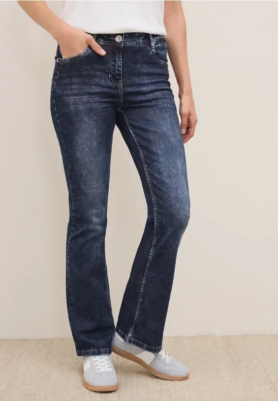 Cecil Damen Bootcut Jeans in Blau, Gr: 32