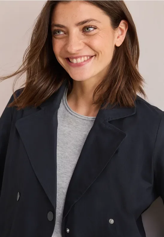 Thumbnail - Cecil Damen Kurzer Trenchcoat in Blau, Gr: XXL