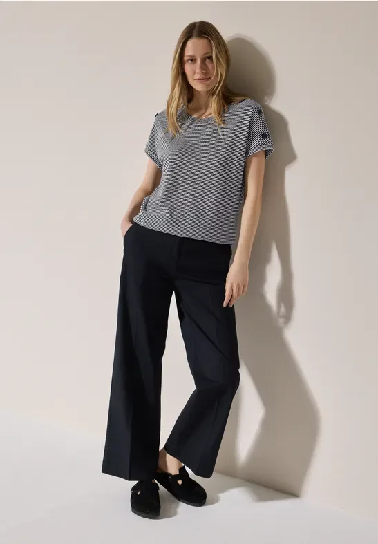 Cecil Damen Gestreiftes Strukturshirt in Blau, Gr: M