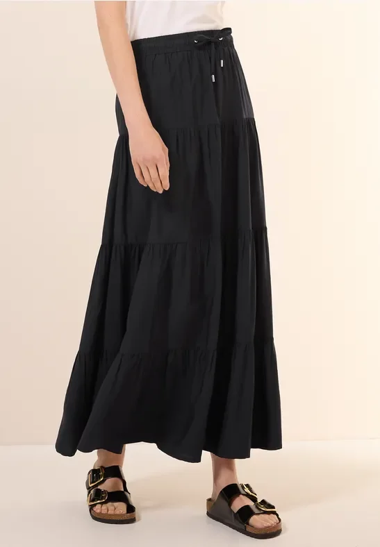 Cecil Damen Maxi-Rock mit Volants in Schwarz, Gr: XXL