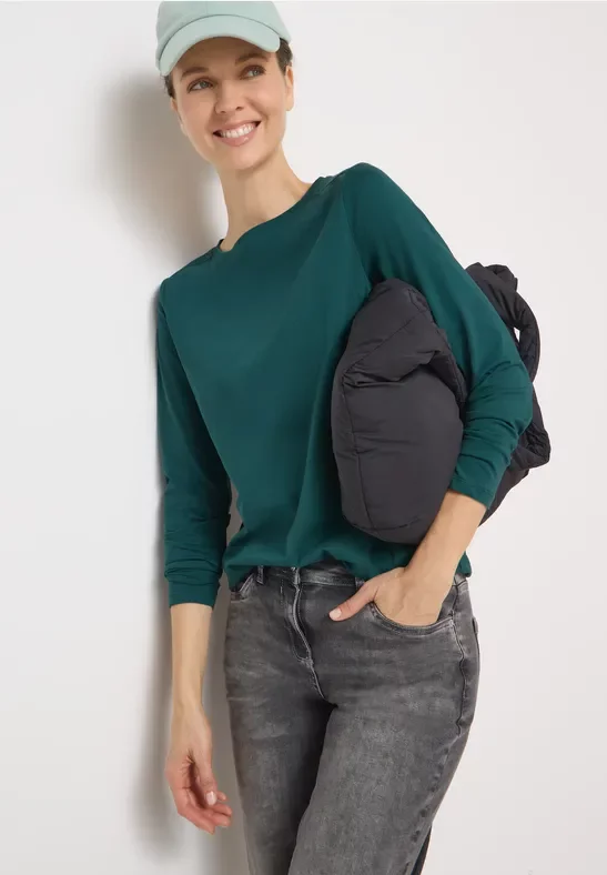 Cecil Damen Shirt in Unifarbe in Grün, Gr: XXL