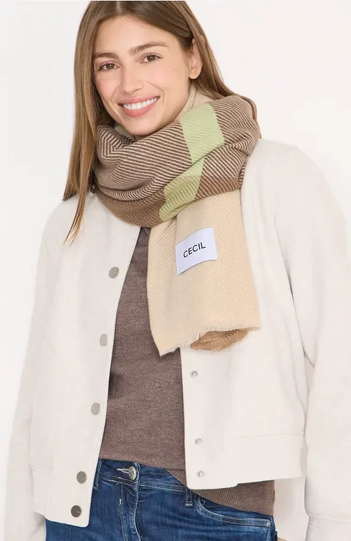 Cecil Damen Gemustertes Tuch in Beige, Gr: One size