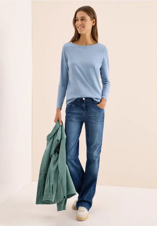 Cecil Damen Basic Langarmshirt in Blau, Gr: XL