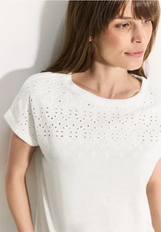 Cecil Damen Sommer T-Shirt in Weiß, Gr: XS