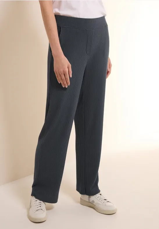 Thumbnail - Cecil Damen Jersey-Hose mit Rippstruktur in Grau, Gr: S