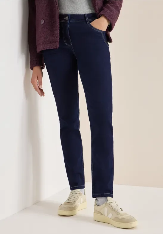 Cecil Damen Rinsed Casual Fit Jeans in Blau, Gr: 27