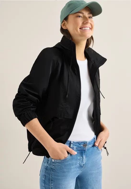 Cecil Damen Jacke mit verstaubarer Kapuze in Schwarz, Gr: S