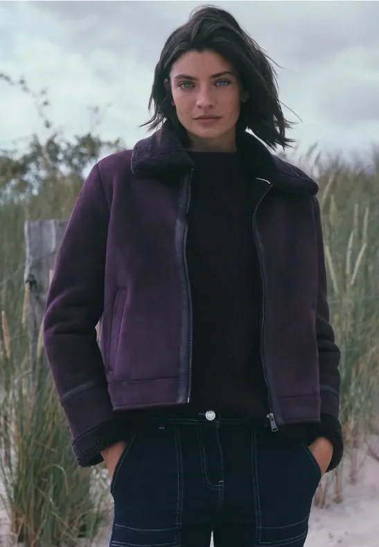 Thumbnail - Cecil Damen Veloursjacke in Rot, Gr: XL