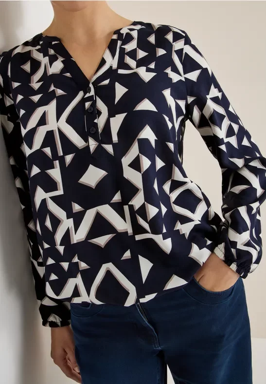 Thumbnail - Cecil Damen Gemusterte Bluse in Blau, Gr: XS