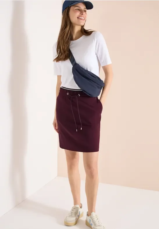 Cecil Damen Knielanger Rock mit Streifendetail in Rot, Gr: XS