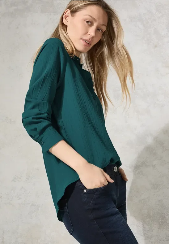 Cecil Damen Hemdbluse mit Struktur in Grün, Gr: XXL