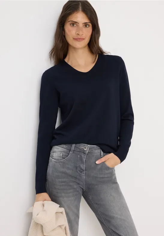 Cecil Damen Basic Pullover in Blau, Gr: L
