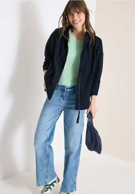 Cecil Damen Jacke mit Kapuze und Tunnelzug in Blau, Gr: L