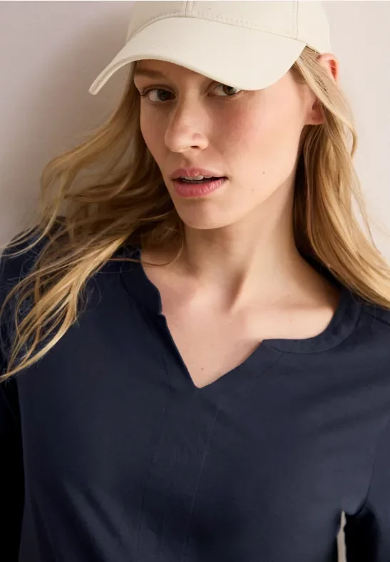 Thumbnail - Cecil Damen Shirt im Tunika-Look in Blau, Gr: S