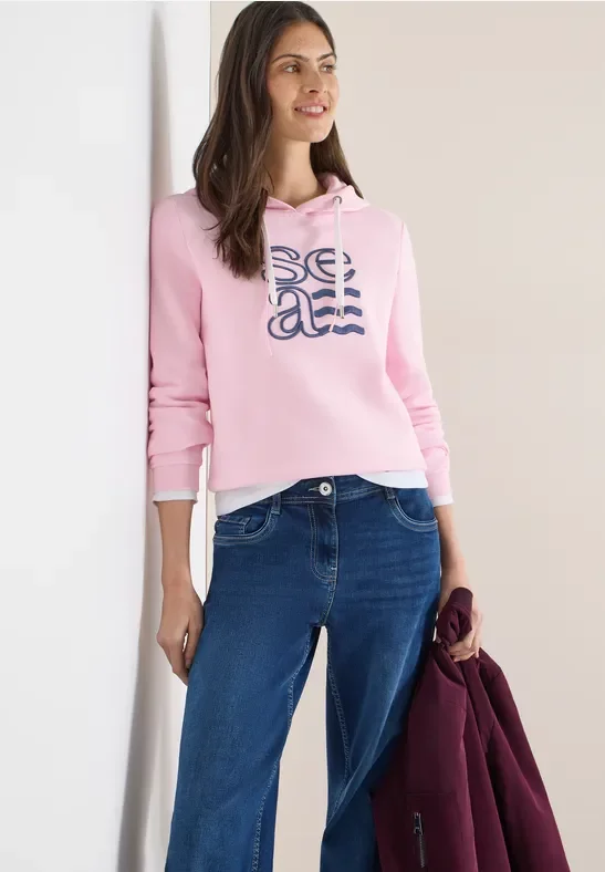 Cecil Damen Hoodie mit Artwork in Rosa, Gr: S