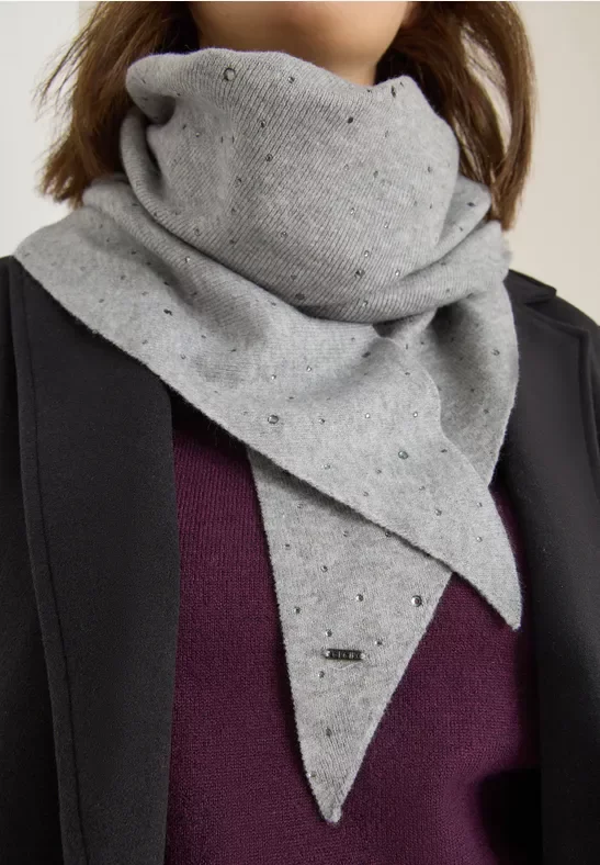 Cecil Damen Schal mit Schmucksteinen in Grau, Gr: One size