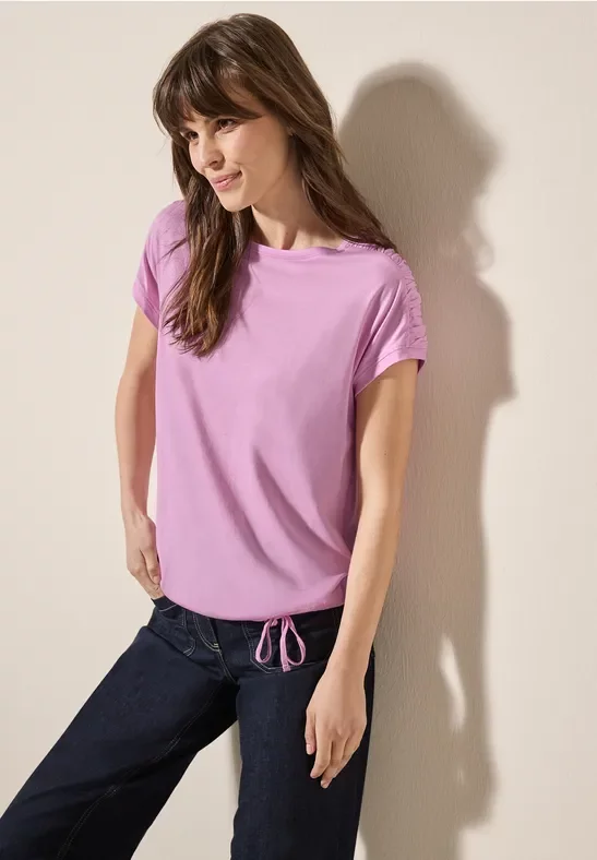 Cecil Damen T-Shirt mit Raffung in Pink, Gr: XXL