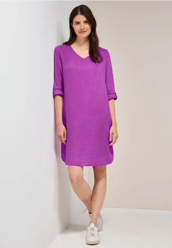 Cecil Damen V-Neck Leinenkleid in Pink, Gr: M