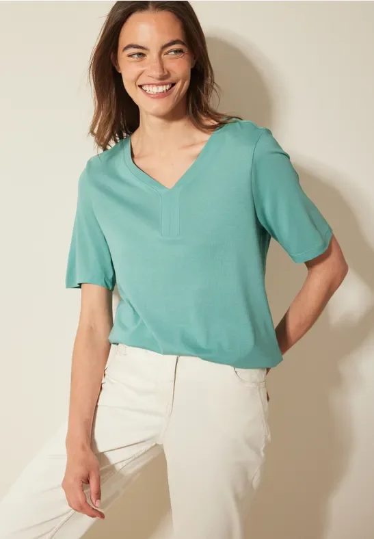 Cecil Damen Tunika T-Shirt in Unifarbe in Grün, Gr: XXL