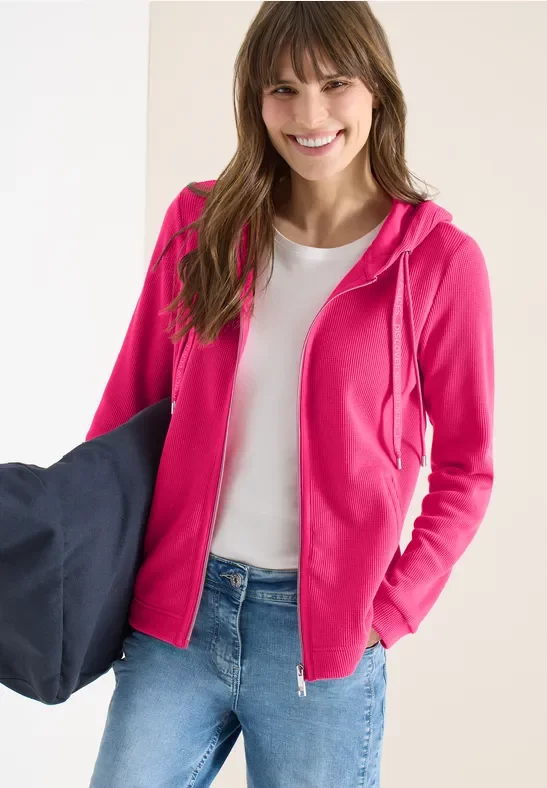 Thumbnail - Cecil Damen Langarm Jacke mit Kapuze und Taschen in Pink, Gr: S