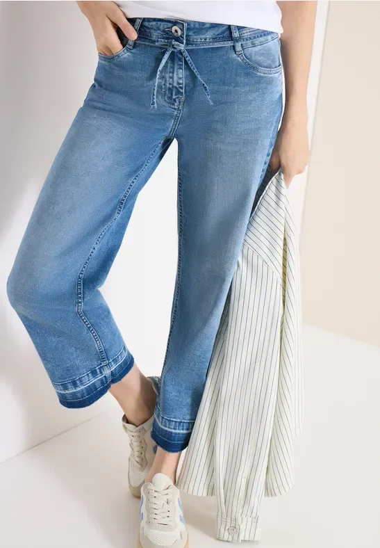 Cecil Damen High Waist Straight Leg Jeans mit Loose Fit in Blau, Gr: 30
