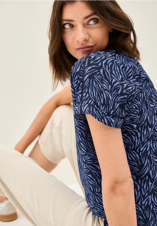 Thumbnail - Cecil Damen Minimal Print Blusenshirt in Blau, Gr: S