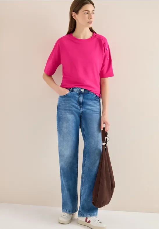 Cecil Damen Shirt mit Knopfdetail in Pink, Gr: 3XL