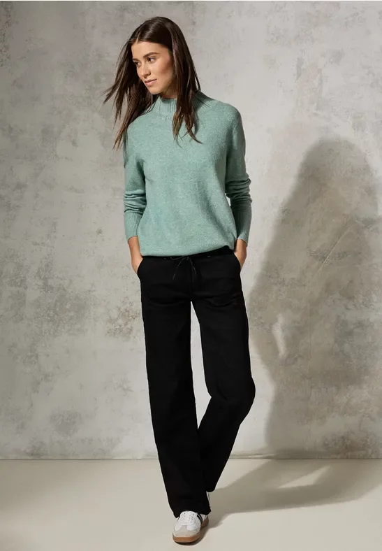 Thumbnail - Cecil Damen Pullover mit Stehkragen in Grün, Gr: XL