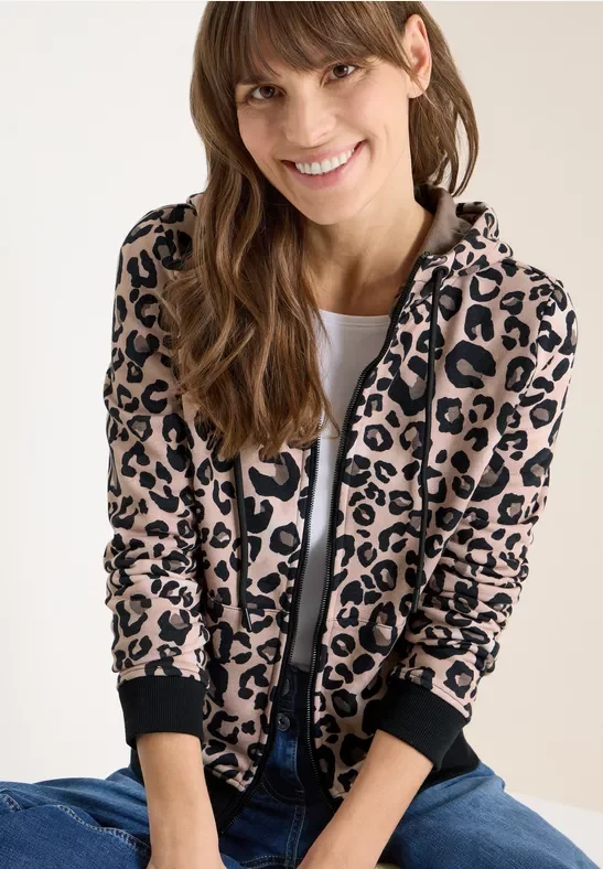 Cecil Damen Leo Hoodie Sweatjacke in Beige, Gr: XL