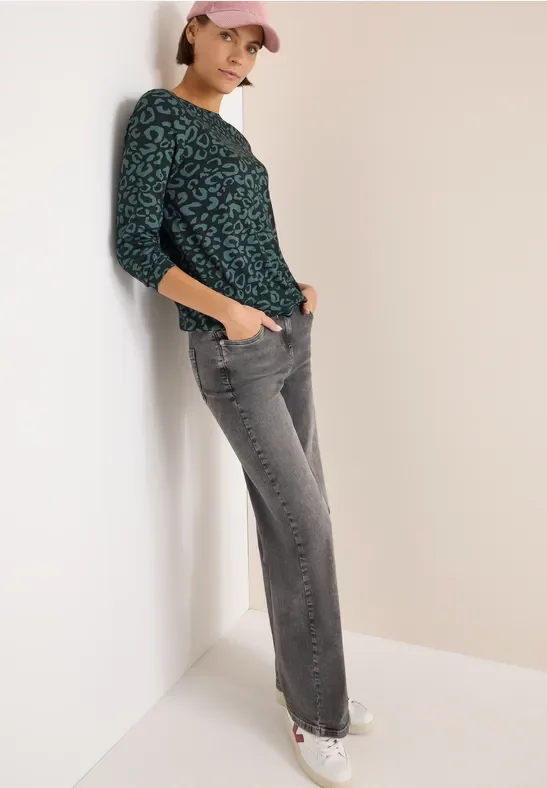 Cecil Damen Gemustertes Shirt in Grün, Gr: XS