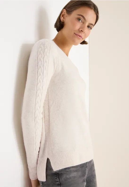 Thumbnail - Cecil Damen Pullover mit Strickdetail in Beige, Gr: XS