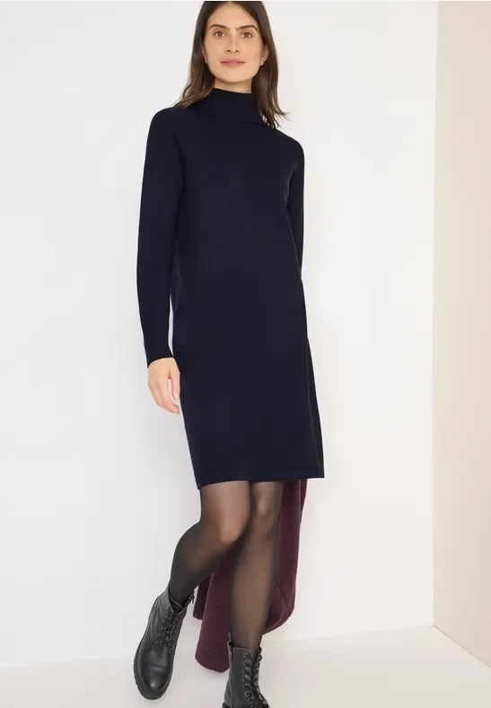 Thumbnail - Cecil Damen Kuscheliges Rollkragen Kleid in Blau, Gr: XXL