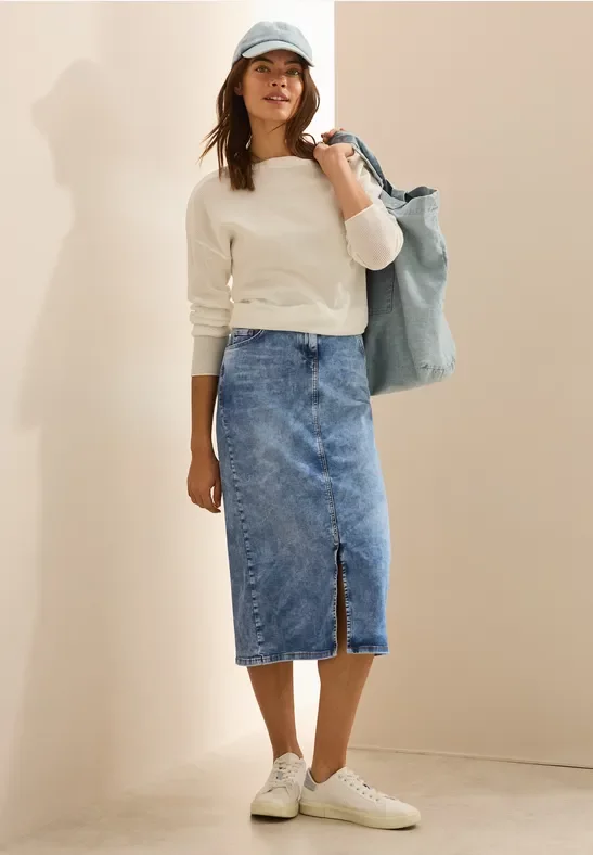 Cecil Damen Maxi Jeansrock in Blau, Gr: 31